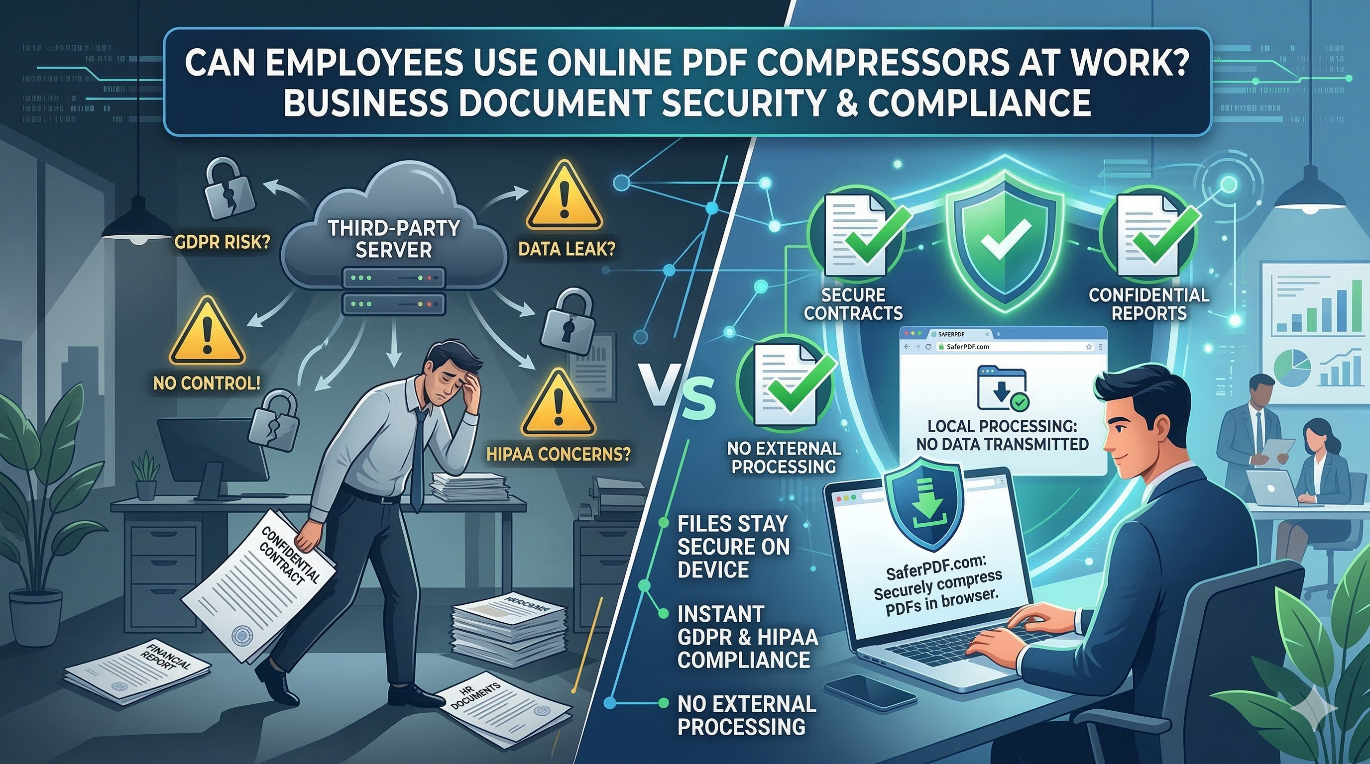 Les employés peuvent-ils utiliser des compresseurs PDF en ligne au travail ? Ce que les entreprises doivent savoir
